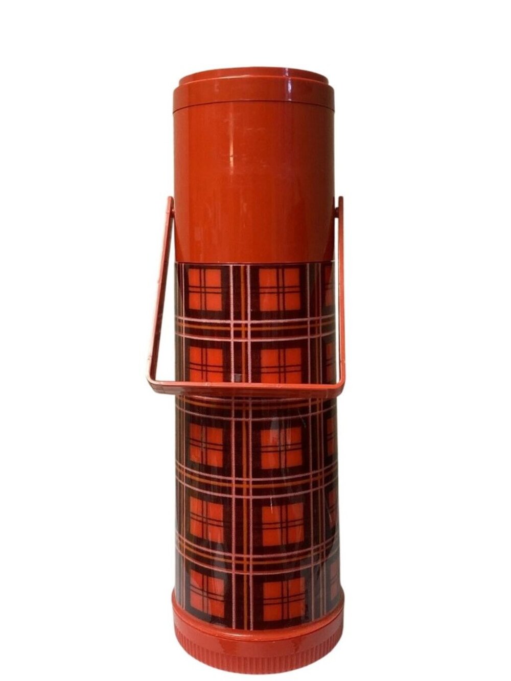 Vintage Aladdin Thermos Red Plaid 1 Quart Pump-A-Drink Dispenser P150 USA 13.5" - Picture 7 of 10